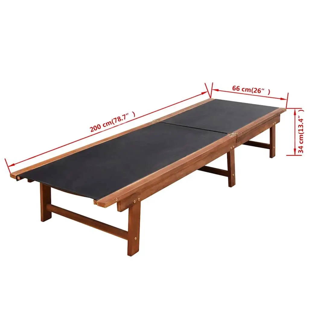 Sun Loungers Set for Outdoor Garden 2 Piece Acacia Wood