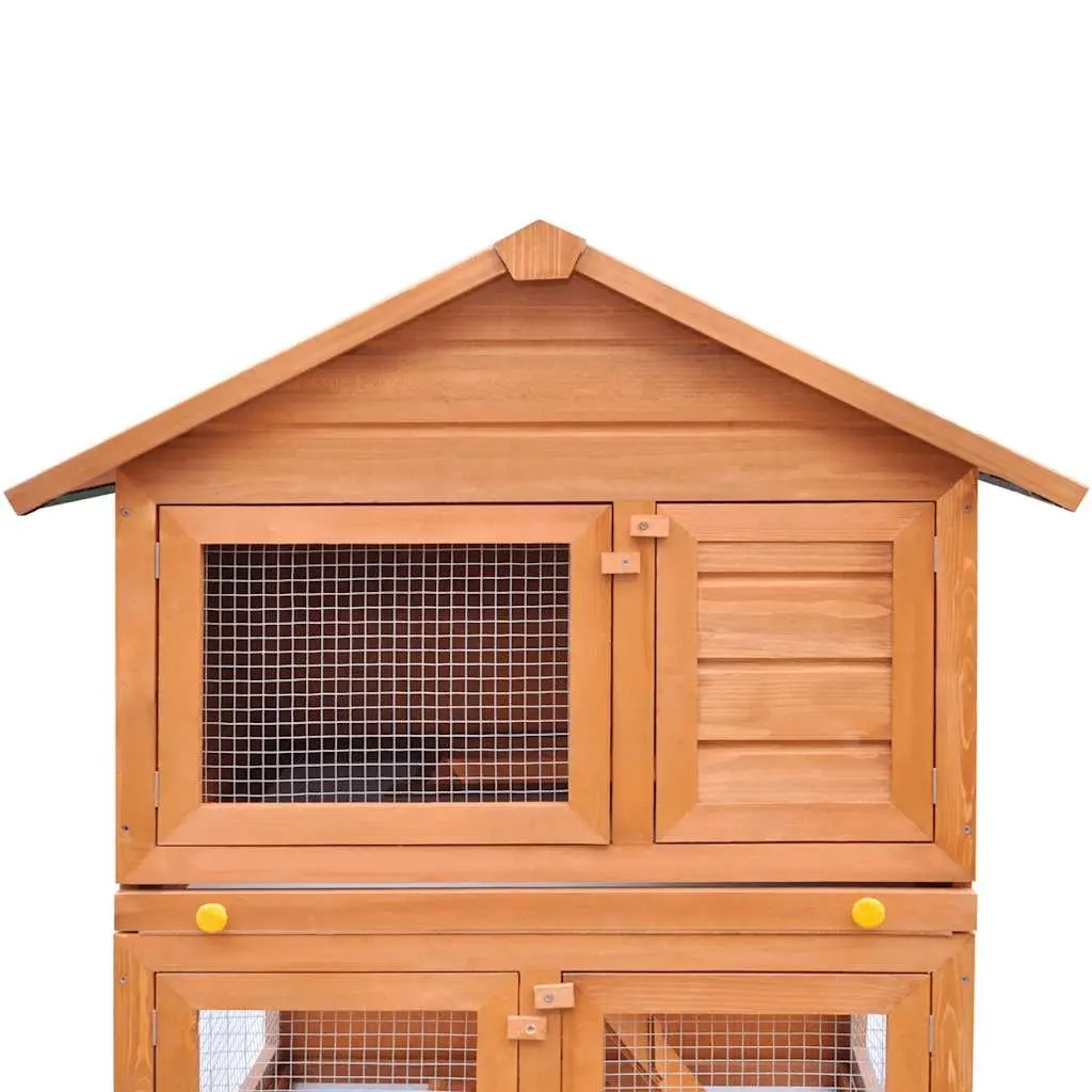 3 Layer Wooden Rabbit Hutch with Iron Mesh and Trays