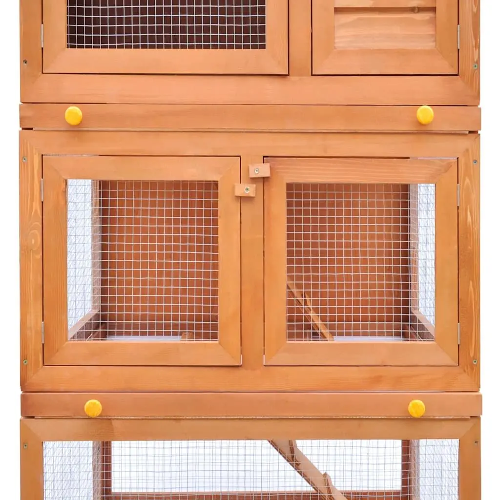 3 Layer Wooden Rabbit Hutch with Iron Mesh and Trays
