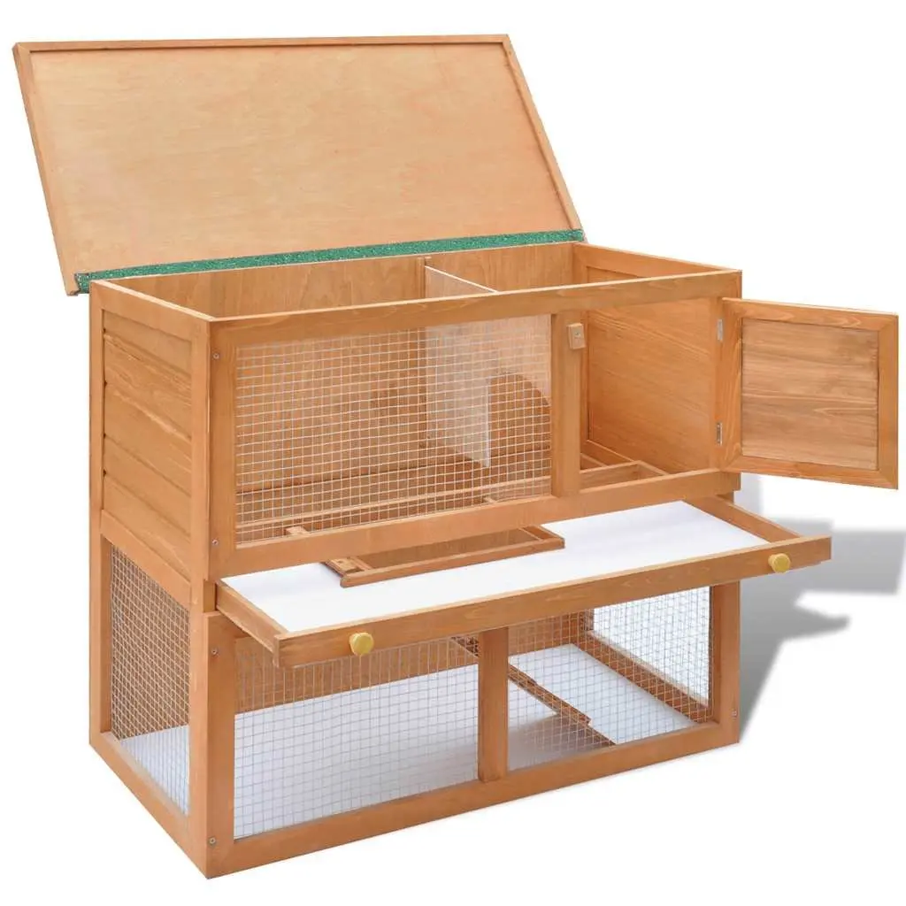 Outdoor Pet Cage with Wooden Frame and Wire Mesh