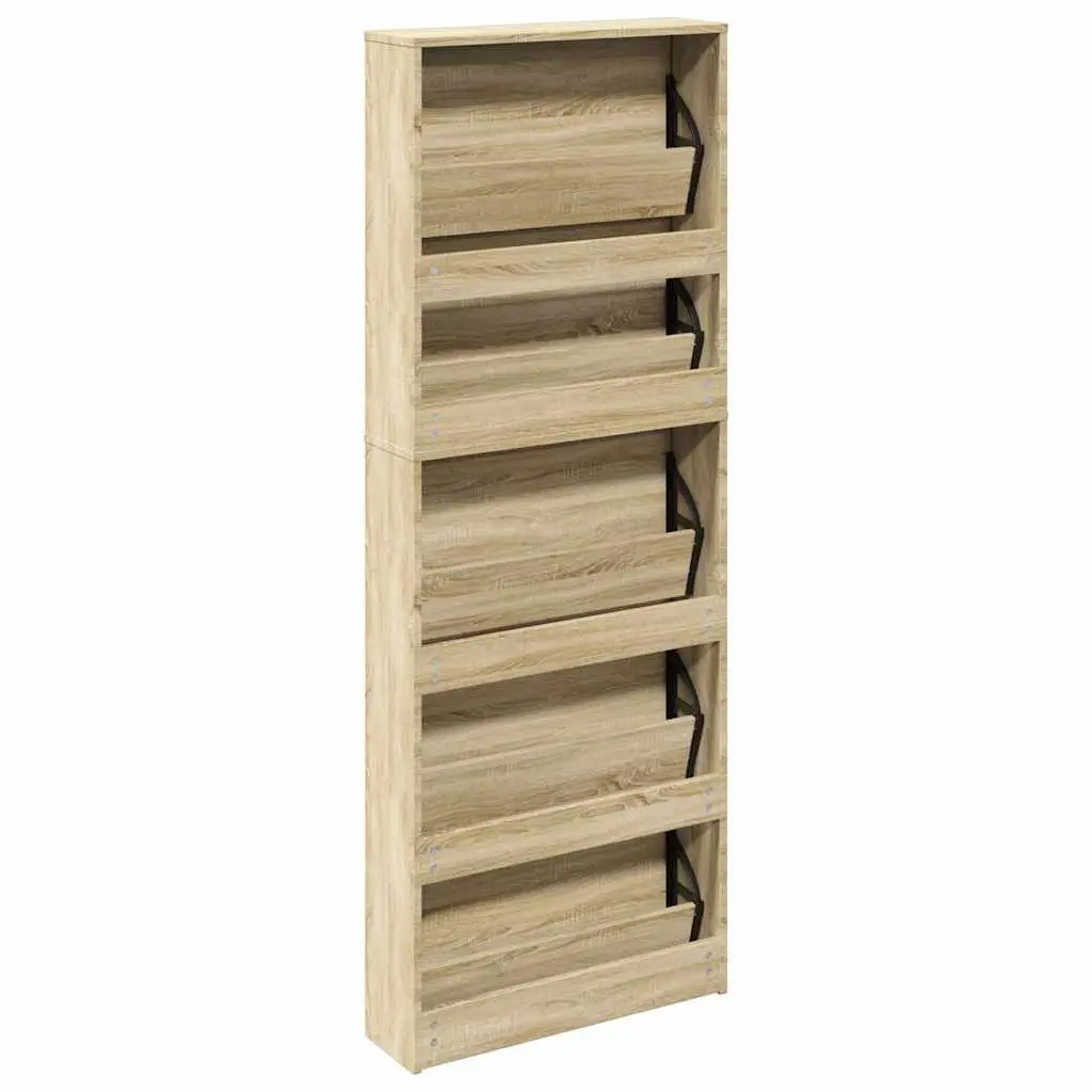 Shoe Cabinet 5-Layer Mirror Brown Wall-Mounted Organiser Footwear Storage Unit