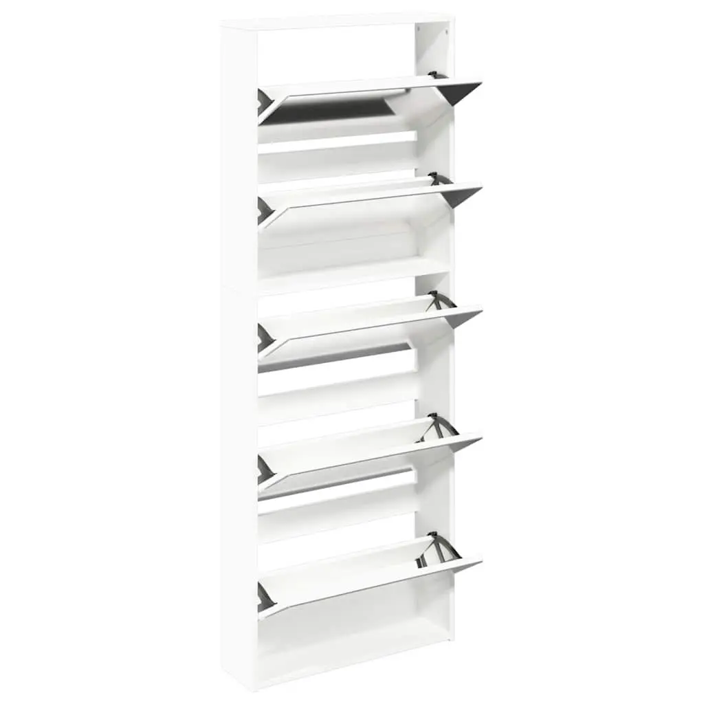 5-Layer Mirror Shoe Cabinet Wall-Mounted White Hallway Storage Organiser