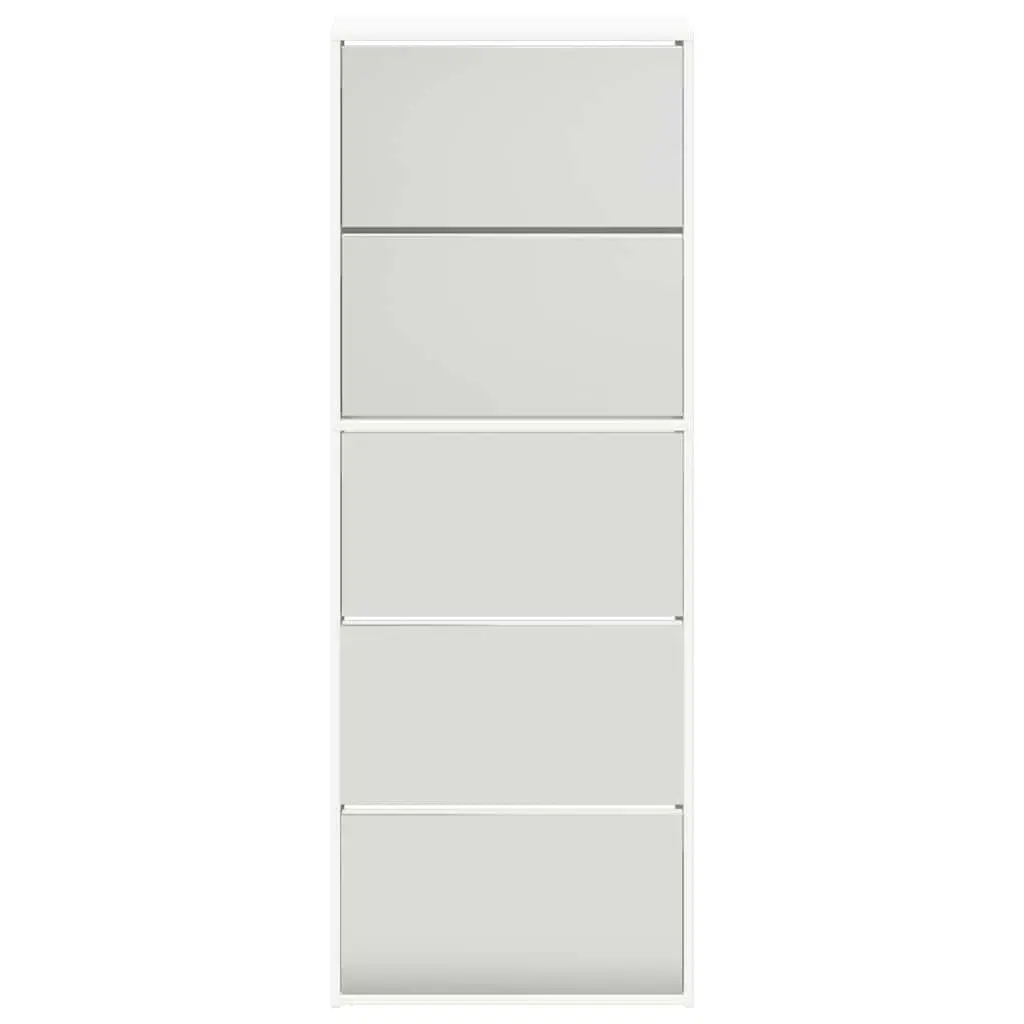 5-Layer Mirror Shoe Cabinet Wall-Mounted White Hallway Storage Organiser