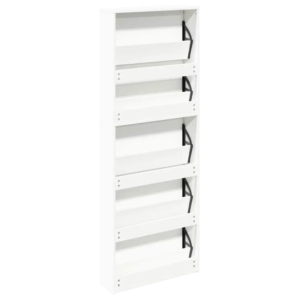 5-Layer Mirror Shoe Cabinet Wall-Mounted White Hallway Storage Organiser