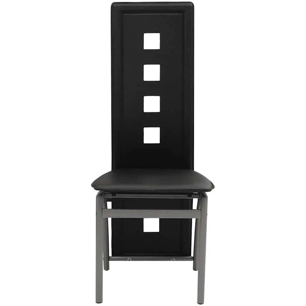 Dining Chairs Kitchen Room Set of 6 Black Faux Leather High Backrest