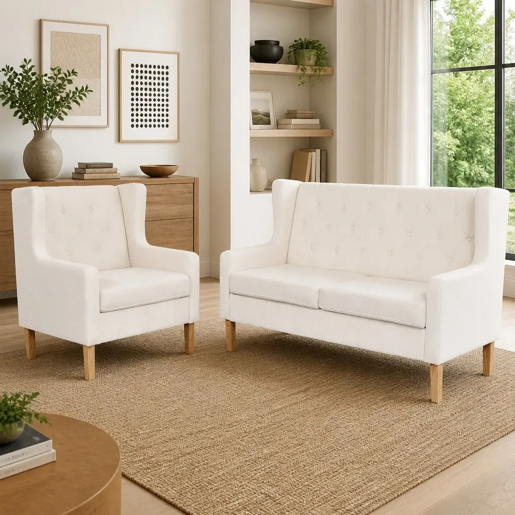 2-Piece White Sofa Set