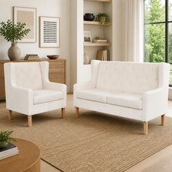 Specifications for the 2-Piece White Sofa Set