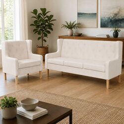 Specifications of the 2-Piece Fabric Sofa Set with Armchair