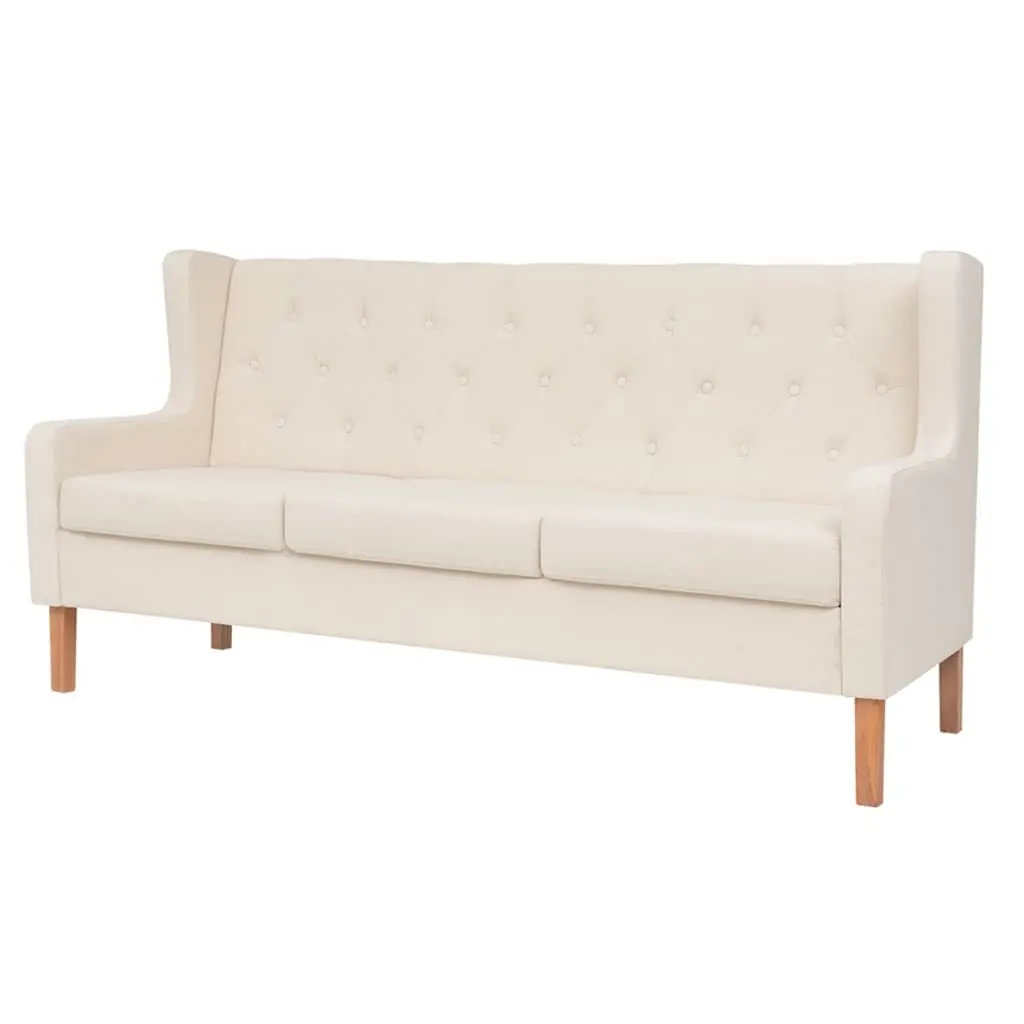 2-Piece Sofa Set for Living Room Cream White 3-Seater and Armchair