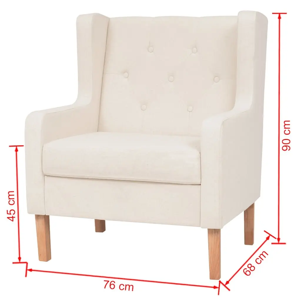 2-Piece Sofa Set for Living Room Cream White 3-Seater and Armchair