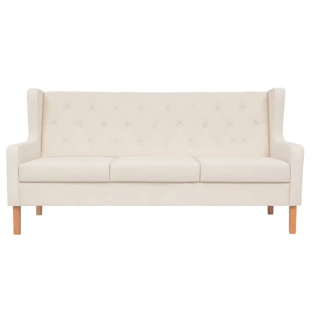 2-Piece Sofa Set for Living Room Cream White 3-Seater and Armchair