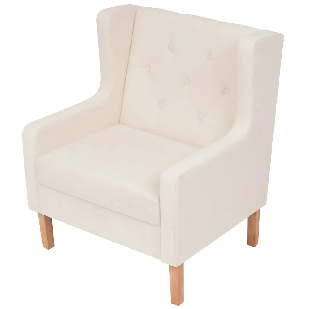 2-Piece Sofa Set for Living Room Cream White 3-Seater and Armchair
