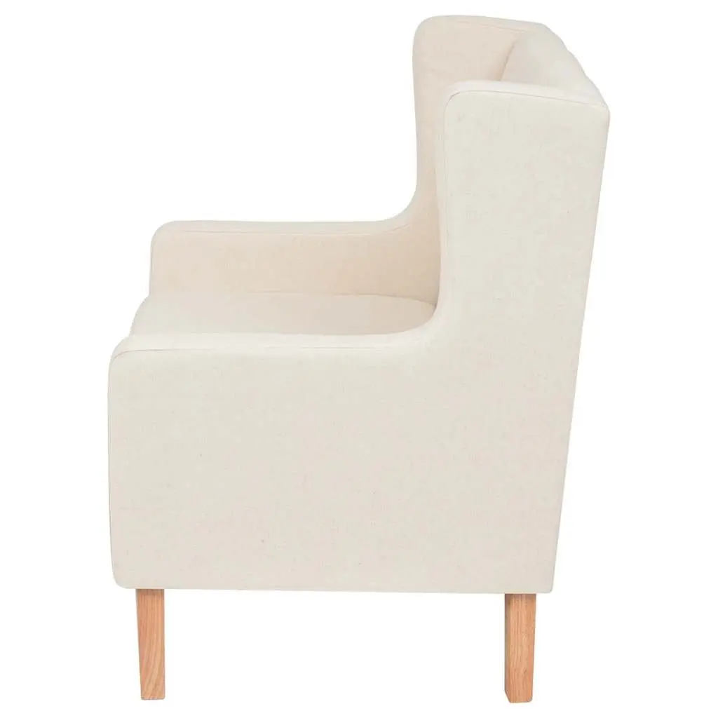 2-Piece Sofa Set for Living Room Cream White 3-Seater and Armchair