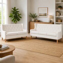 Specifications of White Upholstered 2-Piece Sofa Set