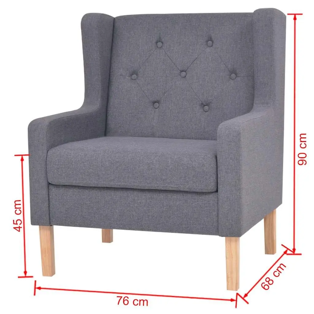 Sofa Set Living Room Grey Fabric 2 Piece 1 Armchair 1 Three-Seater