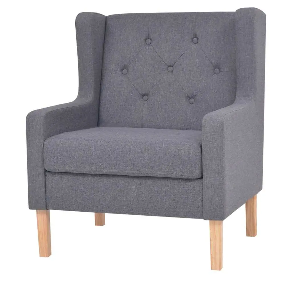 Sofa Set Living Room Grey Fabric 2 Piece 1 Armchair 1 Three-Seater