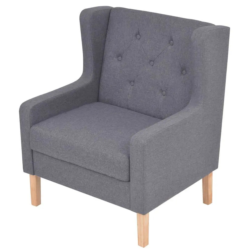 Sofa Set Living Room Grey Fabric 2 Piece 1 Armchair 1 Three-Seater