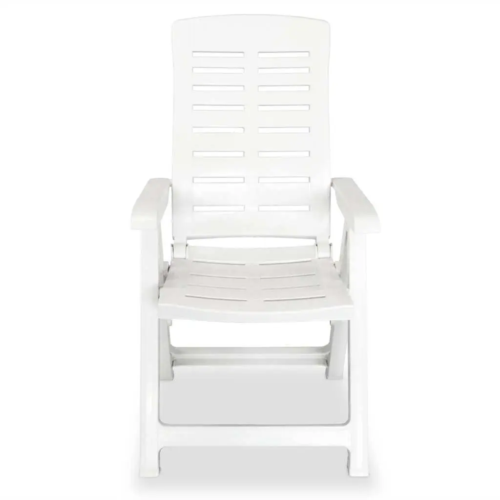 Reclining Garden Chairs Set 4 Pcs Outdoor Patio White Adjustable Folding