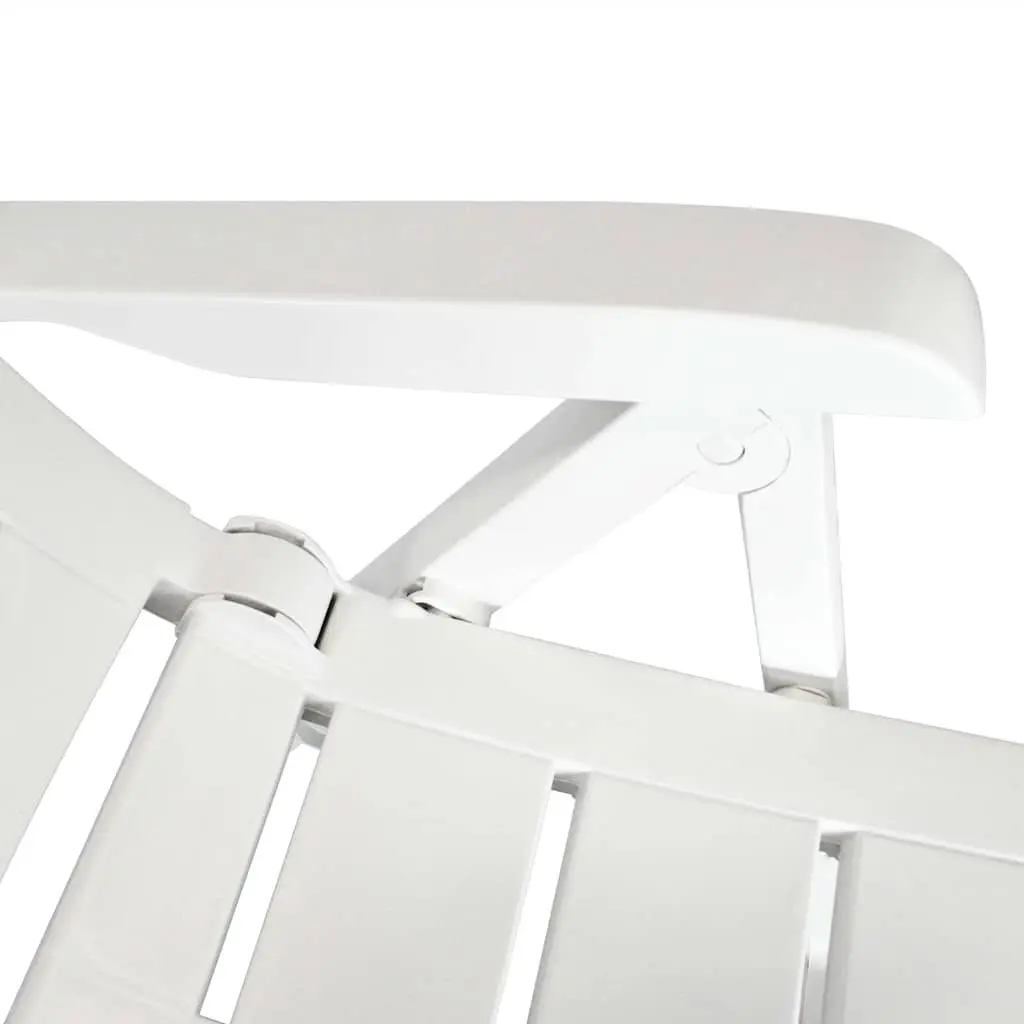 Reclining Garden Chairs Set 4 Pcs Outdoor Patio White Adjustable Folding