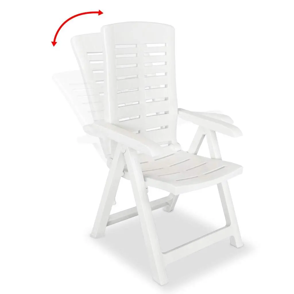 Folding Plastic Outdoor Garden Chairs Set 6 Pieces White Reclining Patio Seating