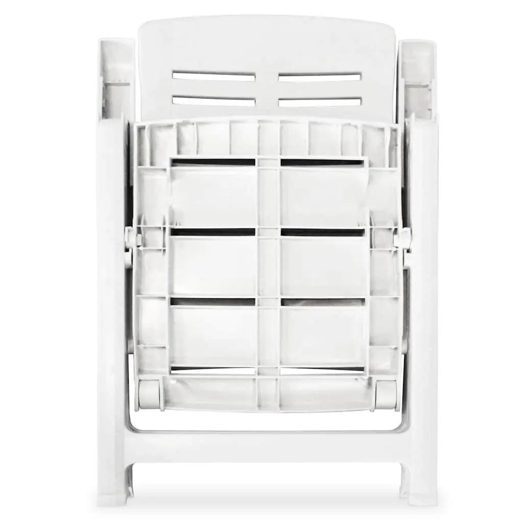 Folding Plastic Outdoor Garden Chairs Set 6 Pieces White Reclining Patio Seating