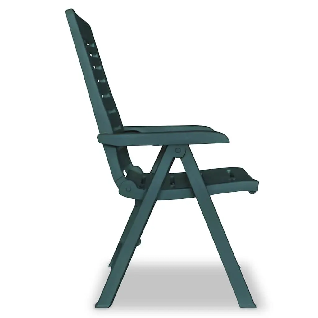 Outdoor Reclining Chairs Set 6 pcs Garden Seating Plastic Green Foldable