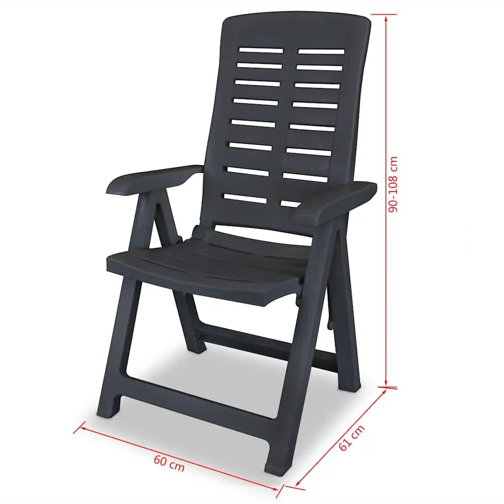 Reclining Garden Chairs Set 4 Piece Outdoor Patio Anthracite Plastic