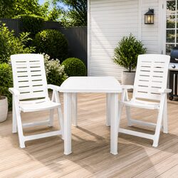 3 Piece Bistro Set: Table and Folding Chairs Included
