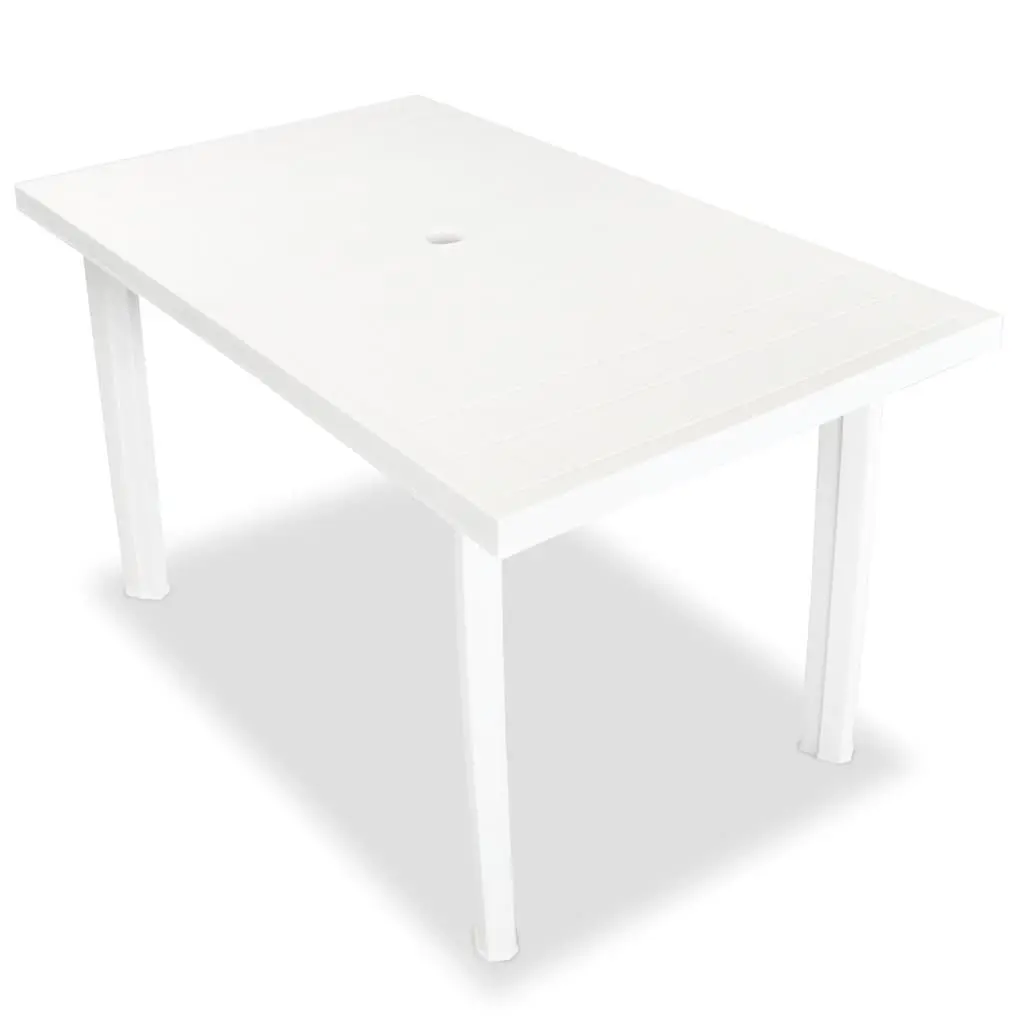 Outdoor Dining Set 7 Piece Garden Patio White Plastic Table Folding Chairs Reclining