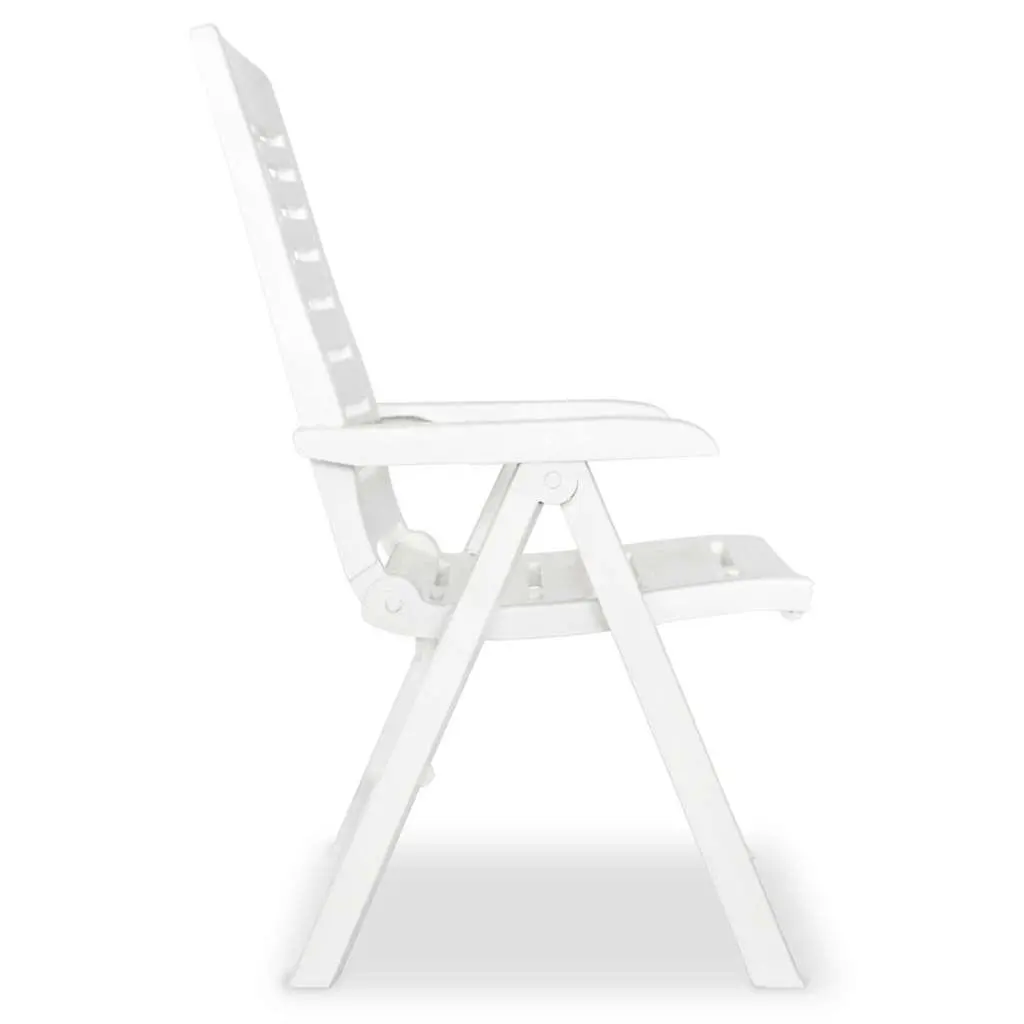 Outdoor Dining Set 7 Piece Garden Patio White Plastic Table Folding Chairs Reclining