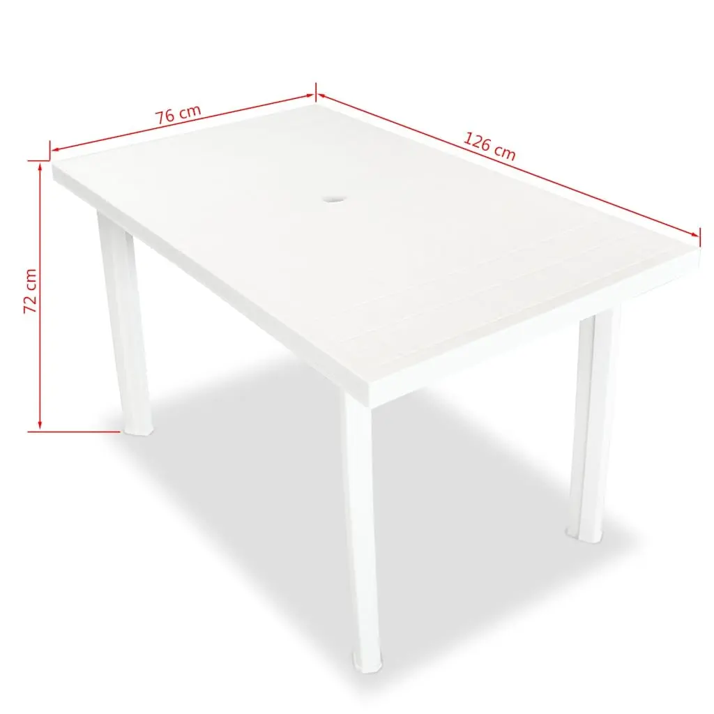 Outdoor Dining Set 7 Piece Garden Patio White Plastic Table Folding Chairs Reclining