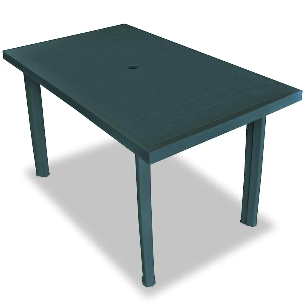 Outdoor Dining Set Garden Patio 5 Piece Green Table Folding Chairs Umbrella Hole