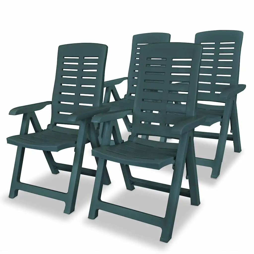 Outdoor Dining Set Garden Patio 5 Piece Green Table Folding Chairs Umbrella Hole