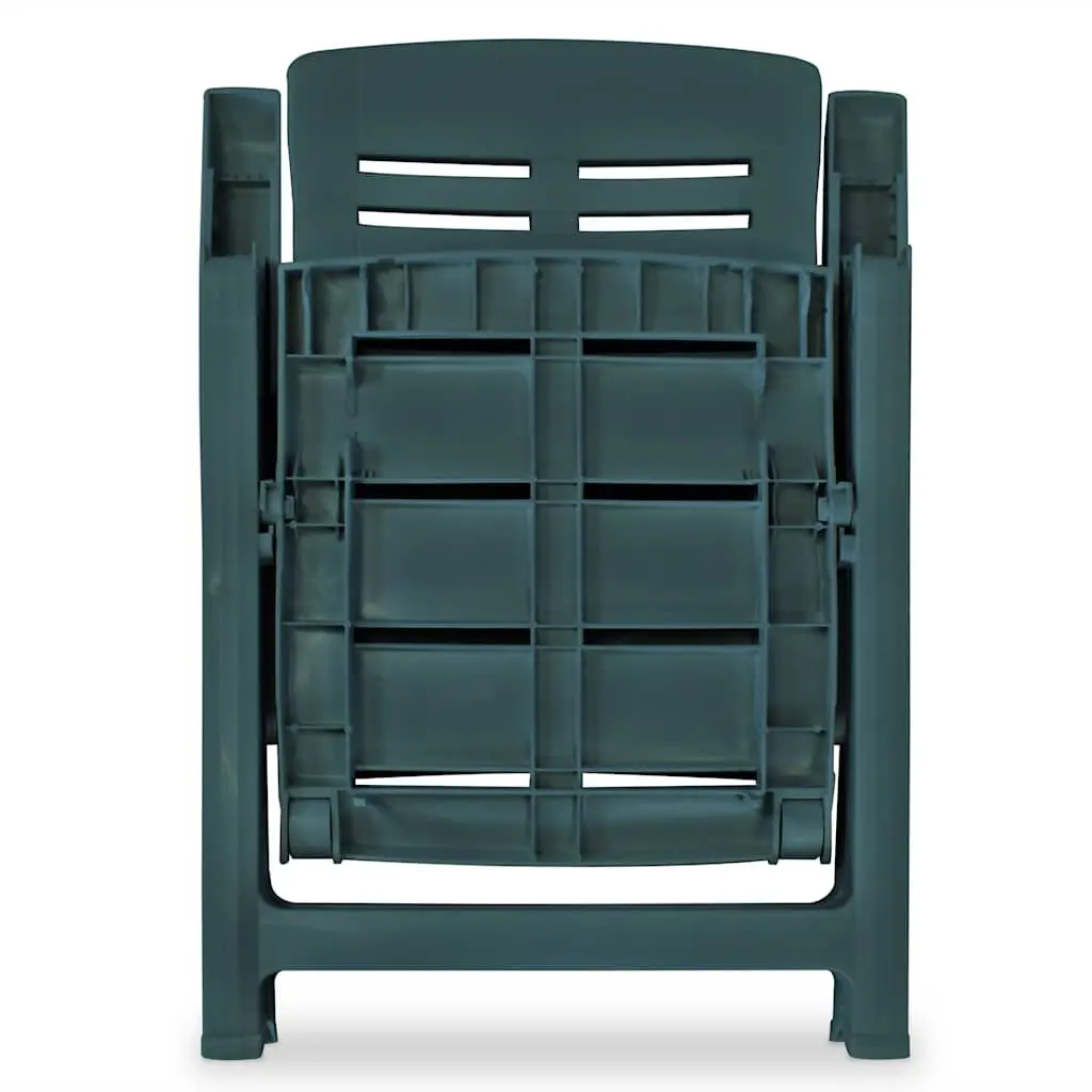 Outdoor Dining Set Garden Patio 5 Piece Green Table Folding Chairs Umbrella Hole