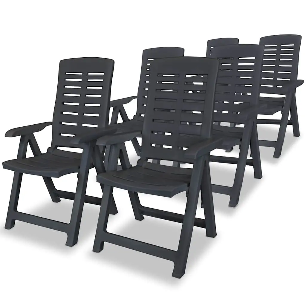 Outdoor Dining Set 7 Piece Plastic Anthracite Garden Table Folding Chairs
