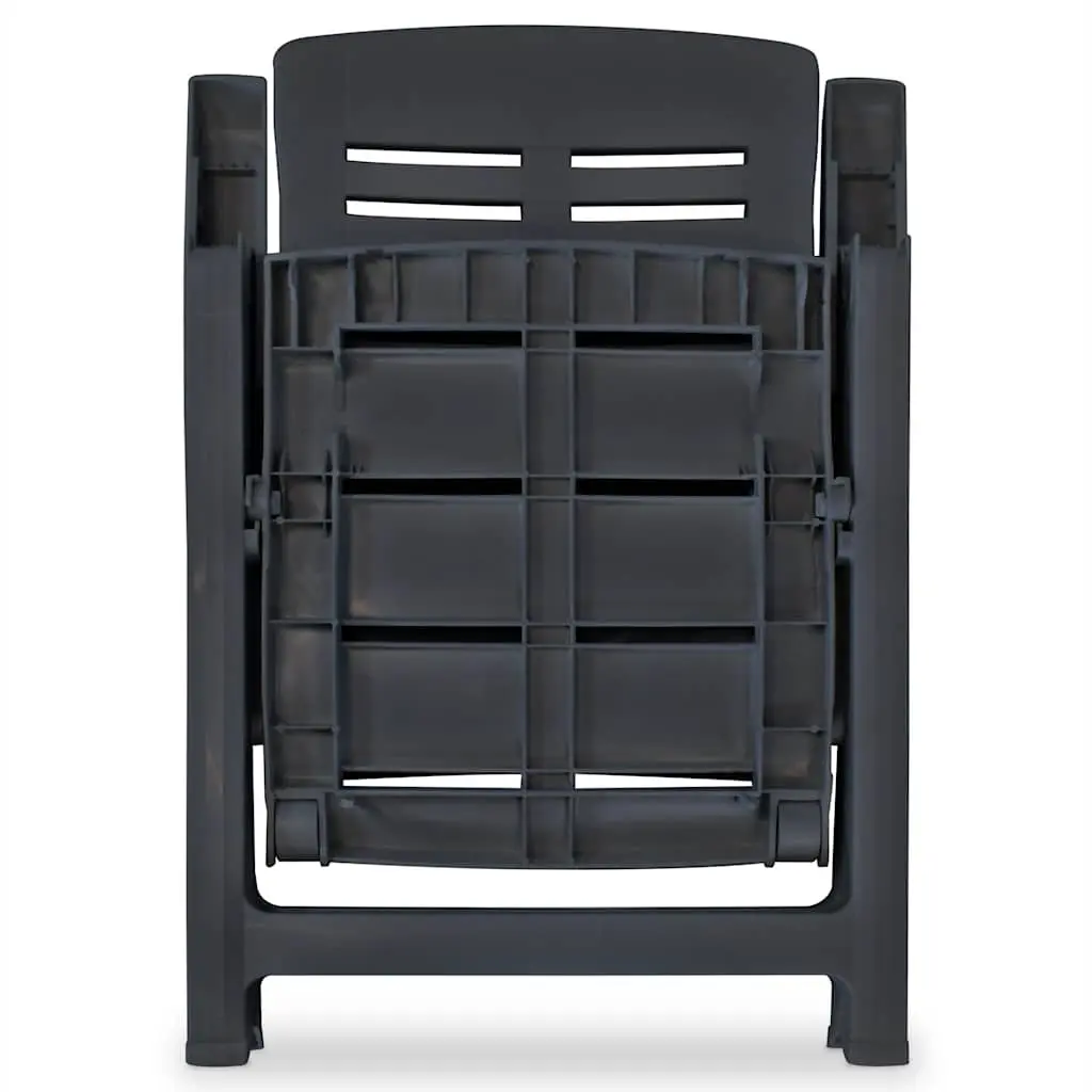 Outdoor Dining Set 7 Piece Plastic Anthracite Garden Table Folding Chairs