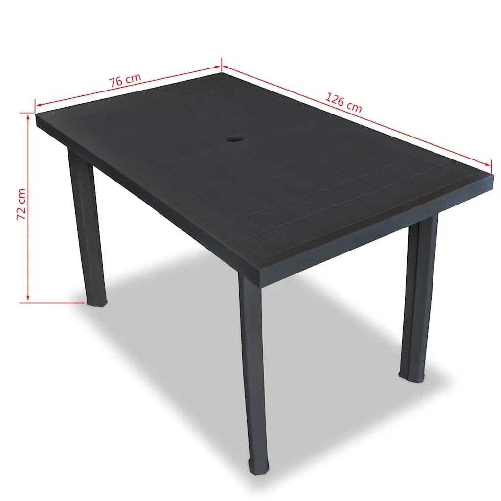Outdoor Dining Set 7 Piece Plastic Anthracite Garden Table Folding Chairs