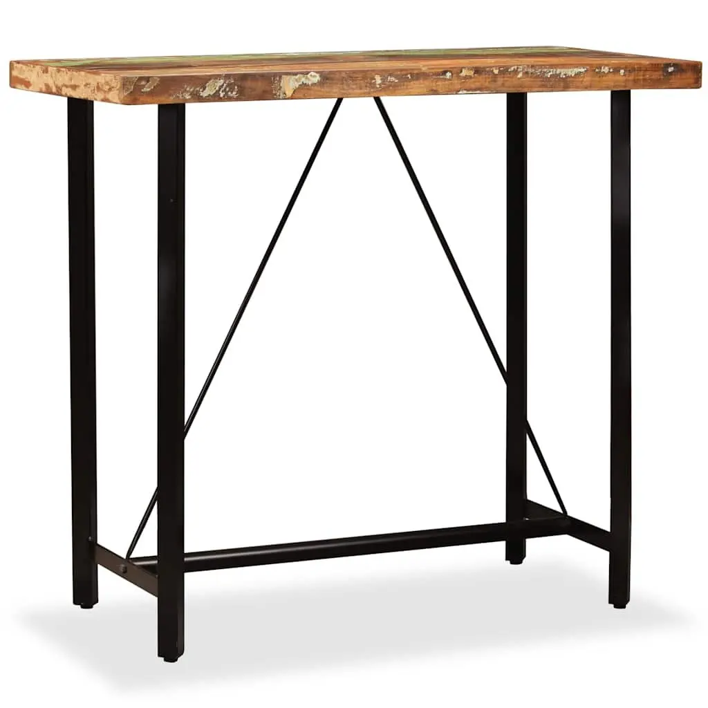 Bar Set 5 Pieces Solid Reclaimed Wood Industrial Style Table Stools Brown