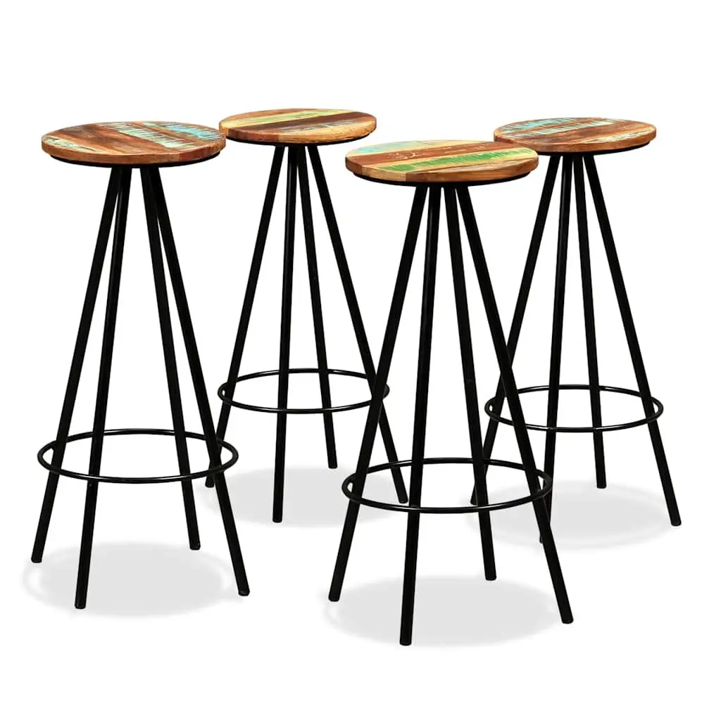 Bar Set 5 Pieces Solid Reclaimed Wood Industrial Style Table Stools Brown