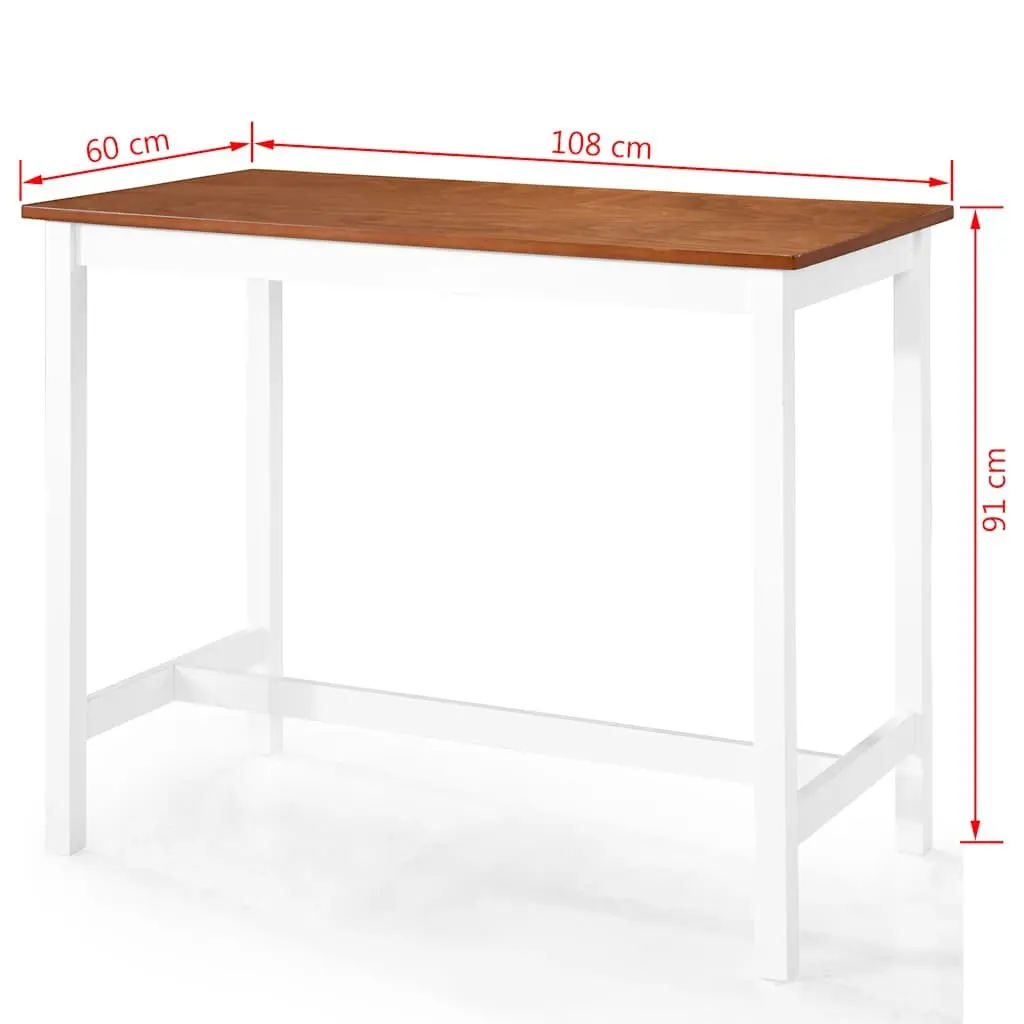 Bar Table and Stool Set 5 Pieces Solid Wood Kitchen Dining Furniture Brown