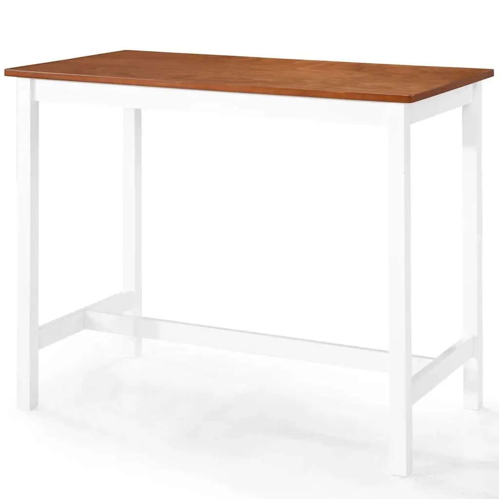 Bar Table and Stool Set 5 Pieces Solid Wood Kitchen Dining Furniture Brown