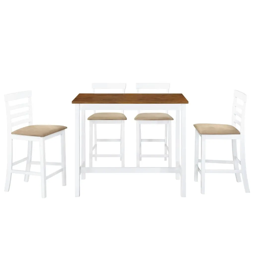 Bar Table and Stool Set 5 Pieces Kitchen Dining Furniture MDF Wood Dark Brown