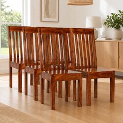 Dining Chairs 6 pcs Solid Wood Modern Kitchen Furniture Brown Set Elegant