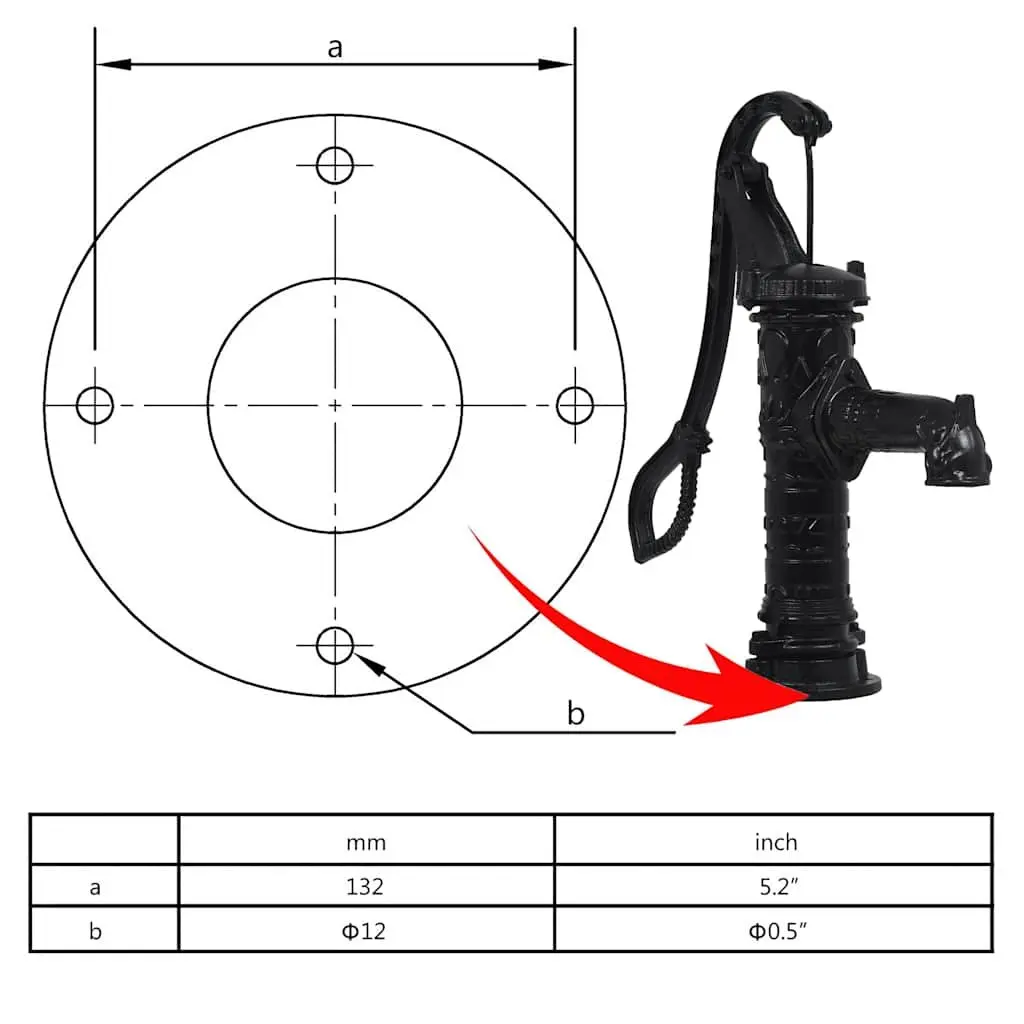 Hand Operated Water Pump with Cast Iron Stand