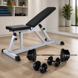 Workout Bench with 60.5kg Weight Set and Adjustable Features