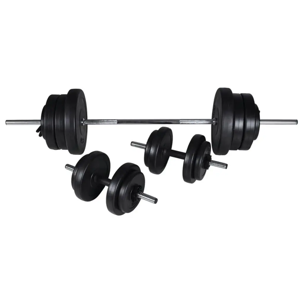 Workout Bench with Adjustable Backrest Barbell Dumbbell Weight Plates Set 60.5kg