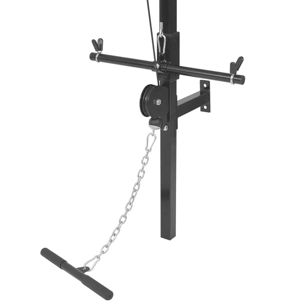 Wall-mounted Power Tower for Home Gym Strength Training with Lat Pull-down and Cable Pull-up Bar