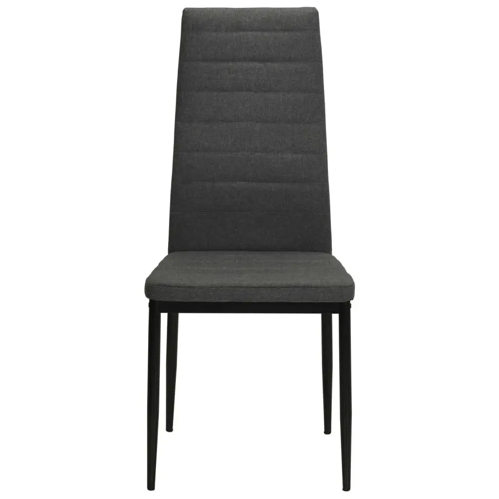 Dining Chairs Set 6 Grey Fabric Kitchen Room Padded Backrest