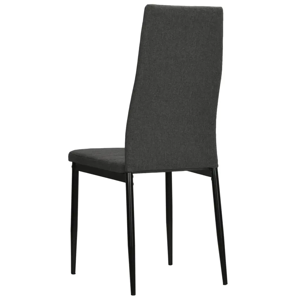 Dining Chairs Set 6 Grey Fabric Kitchen Room Padded Backrest