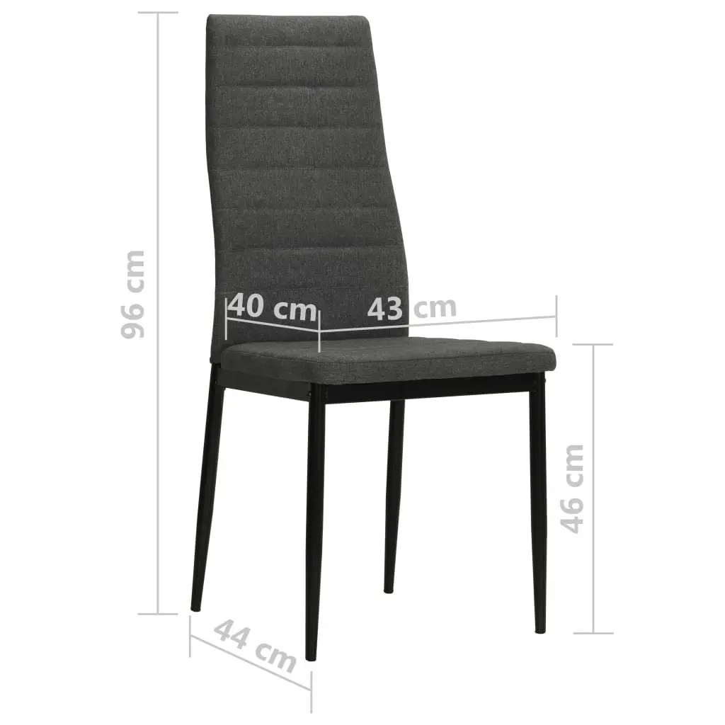 Dining Chairs Set 6 Grey Fabric Kitchen Room Padded Backrest